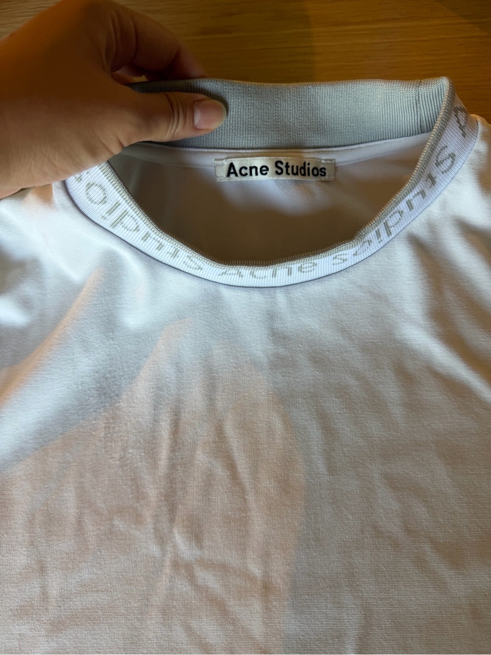 Acne Studios White Crewneck T-Shirt with Logo Trim